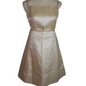 VINTAGE 1960'S MOD GOLD SILVER LAME BROCADE MINI DRESS S M